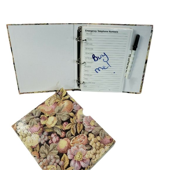 Vintage floral Address Book 3 Ring Binder Dry erase Retro with Dry-Erase Pages - Picture 2 of 8